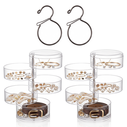 Rotating Jewelry Storage Box Plastic Transparent Jewelry Organizer Display Rack With Lid For Earrings,rings,necklaces (4 floors)
