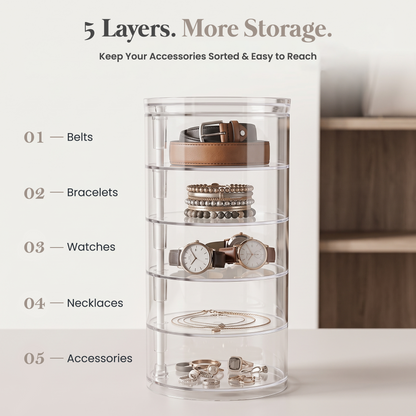 Rotating Jewelry Storage Box Plastic Transparent Jewelry Organizer Display Rack With Lid For Earrings,rings,necklaces (4 floors)